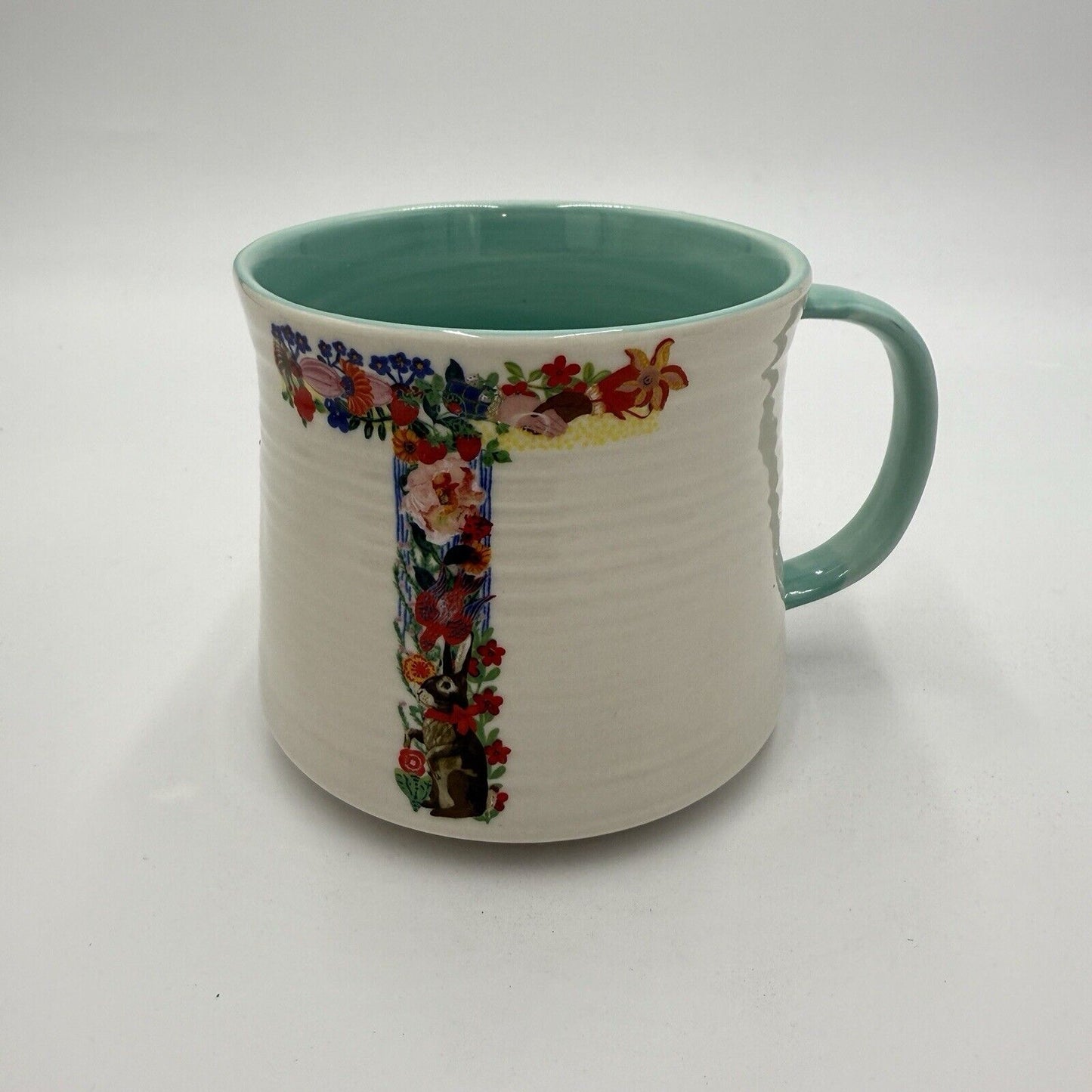 Nathalie Lete for Anthropologie Floral Monogram Letter T Mug 20oz.