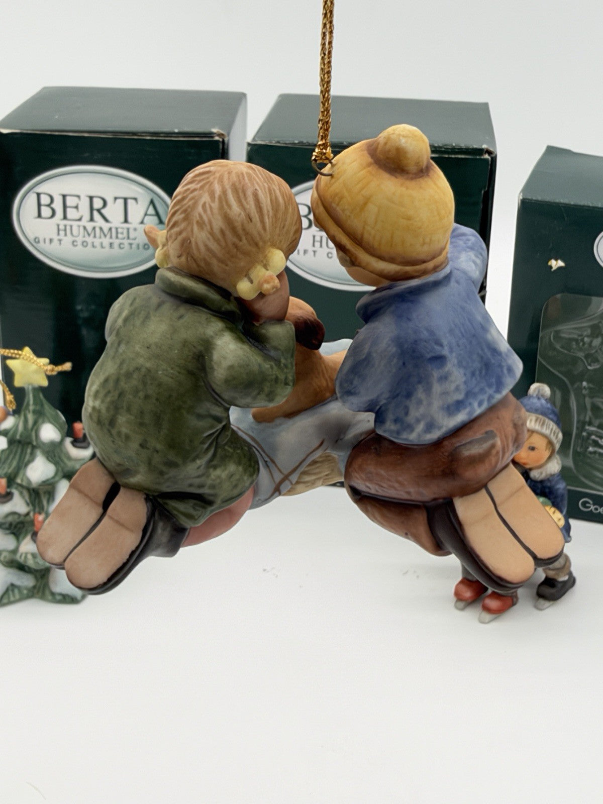 Goebel Berta Hummel Christmas Porcelain Painted Ornaments Set Boxed