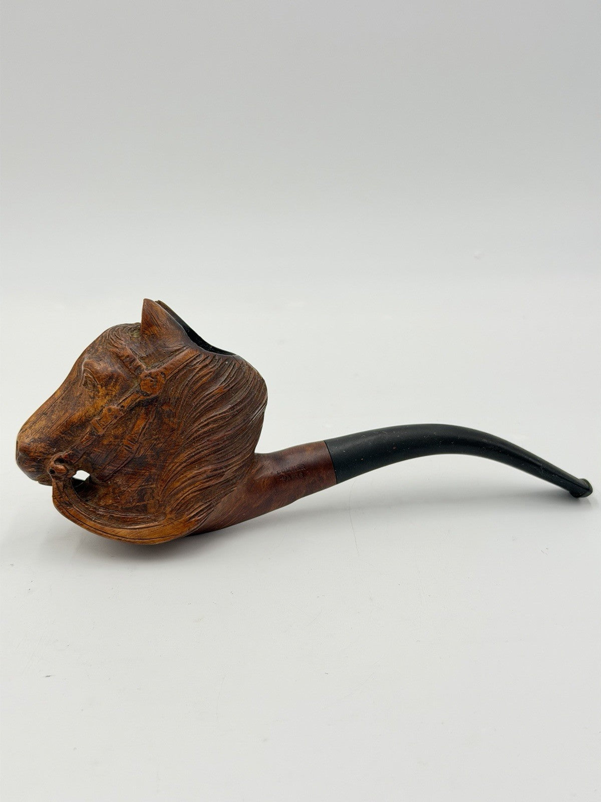 Antique Sommer Paris Wood Carved Horse Head Algerian Briar Tobacco Pipe