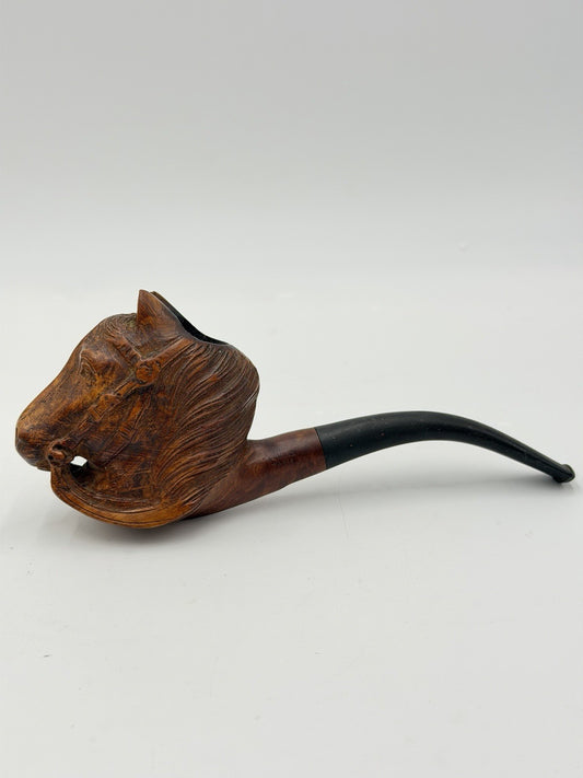 Antique Sommer Paris Wood Carved Horse Head Algerian Briar Tobacco Pipe