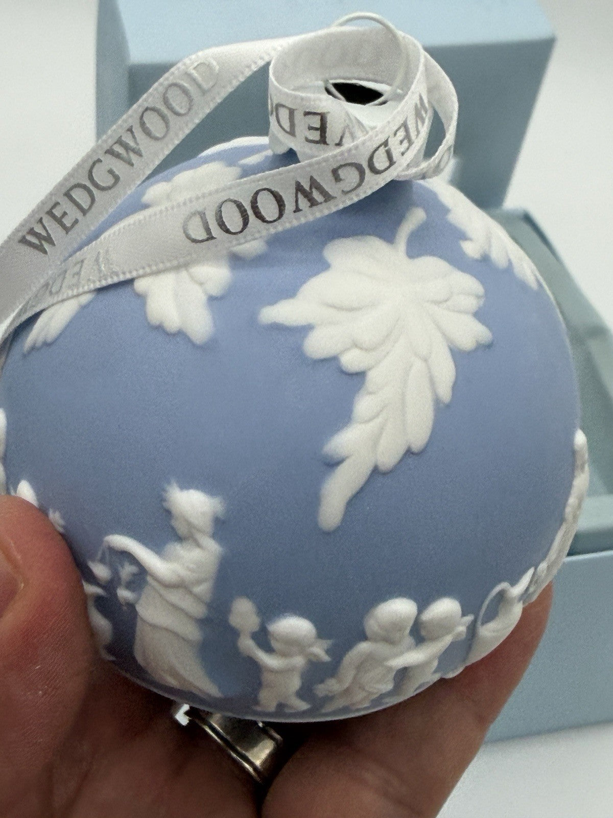 Wedgwood England Blue & White Jasperware Ornament Women &Children Cherubs