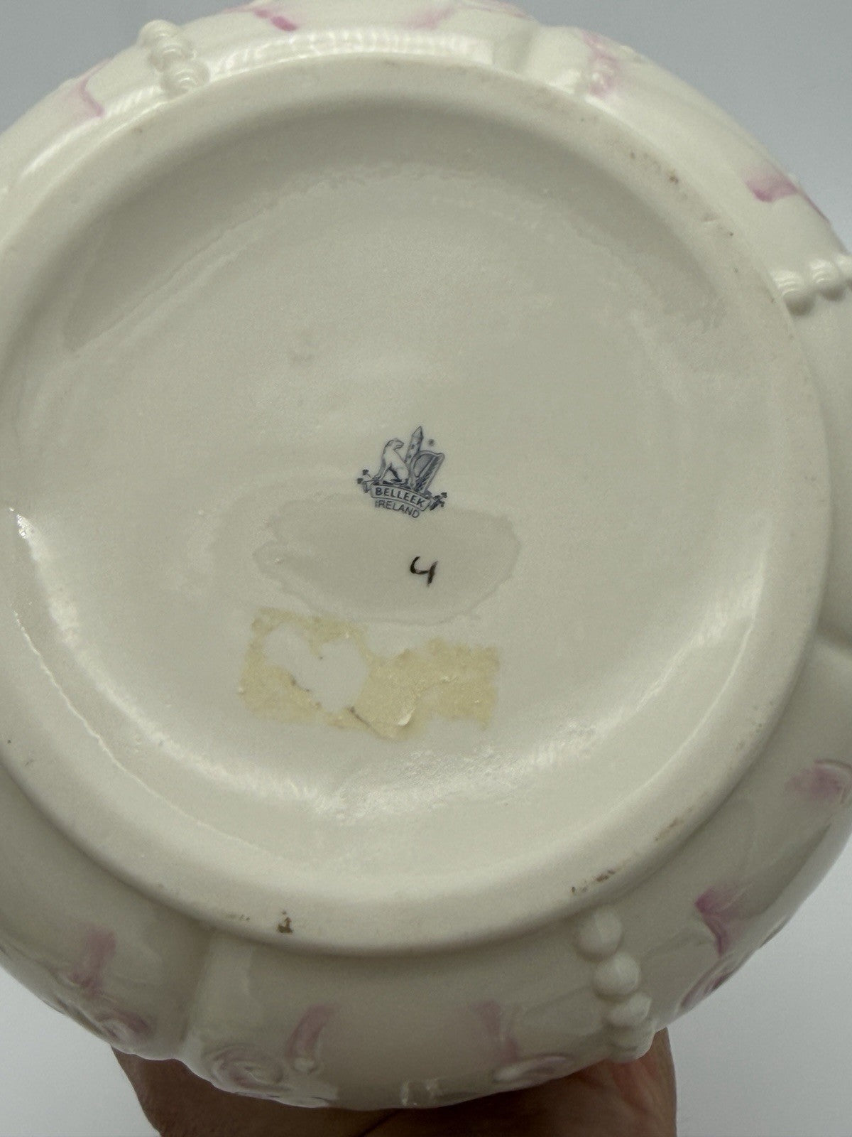 Belleek Ireland Porcelain Rosemore Pink Shell Gold Trim 6" Planter/Bowl Large