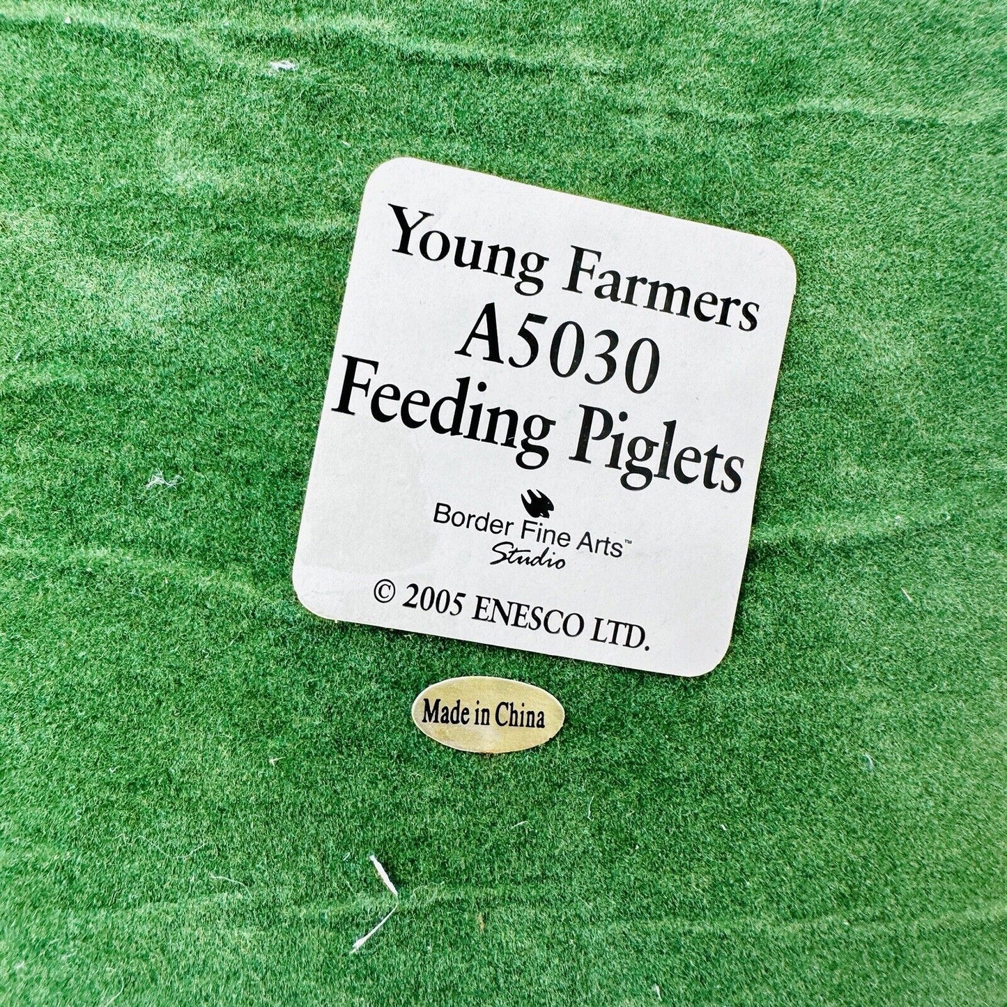 Border Fine Arts Figurine Young Farmer Feeding The Piglets A5030 Enesco Vintage