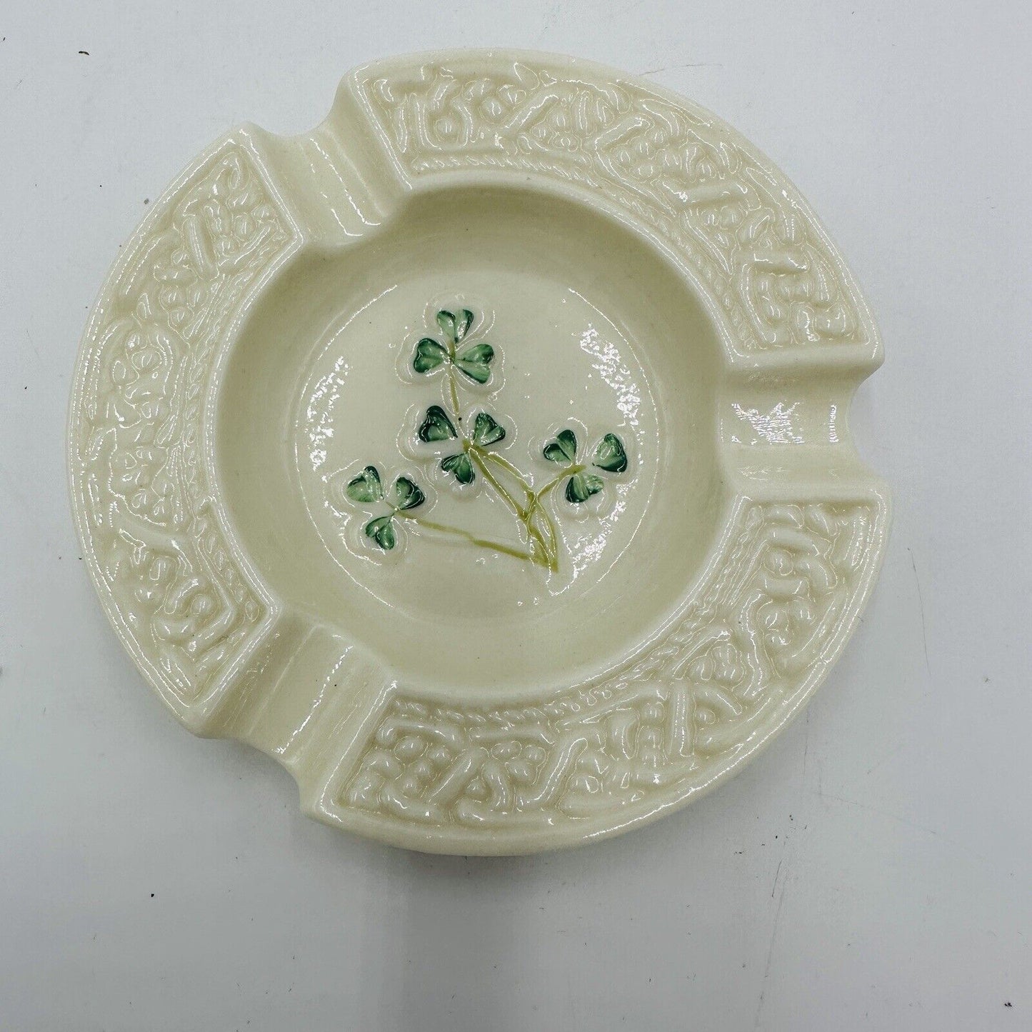 Belleek Ashtray Shamrocks 6th mark 1965 -1980 Ireland Small Vintage Porcelain