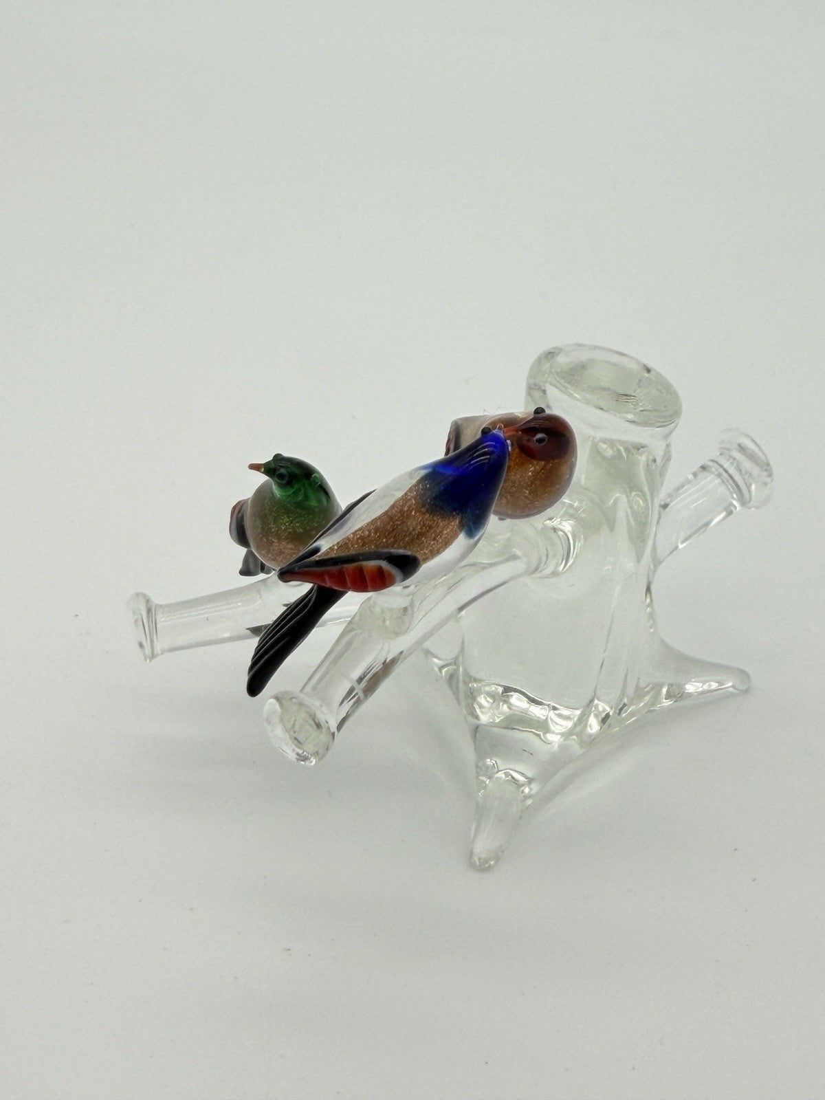Vintage Murano Venice Italy Art Glass Birds On Branch Miniature Figurine