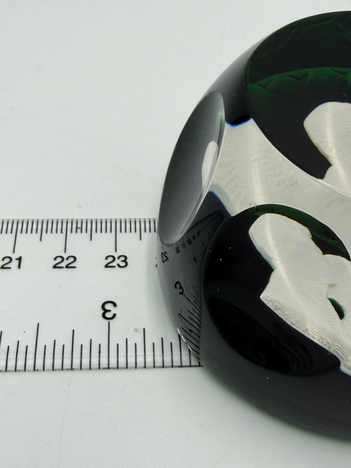 D'Albret Crystal France JFK Jackie Kennedy Sulphide Paperweight Faceted Green