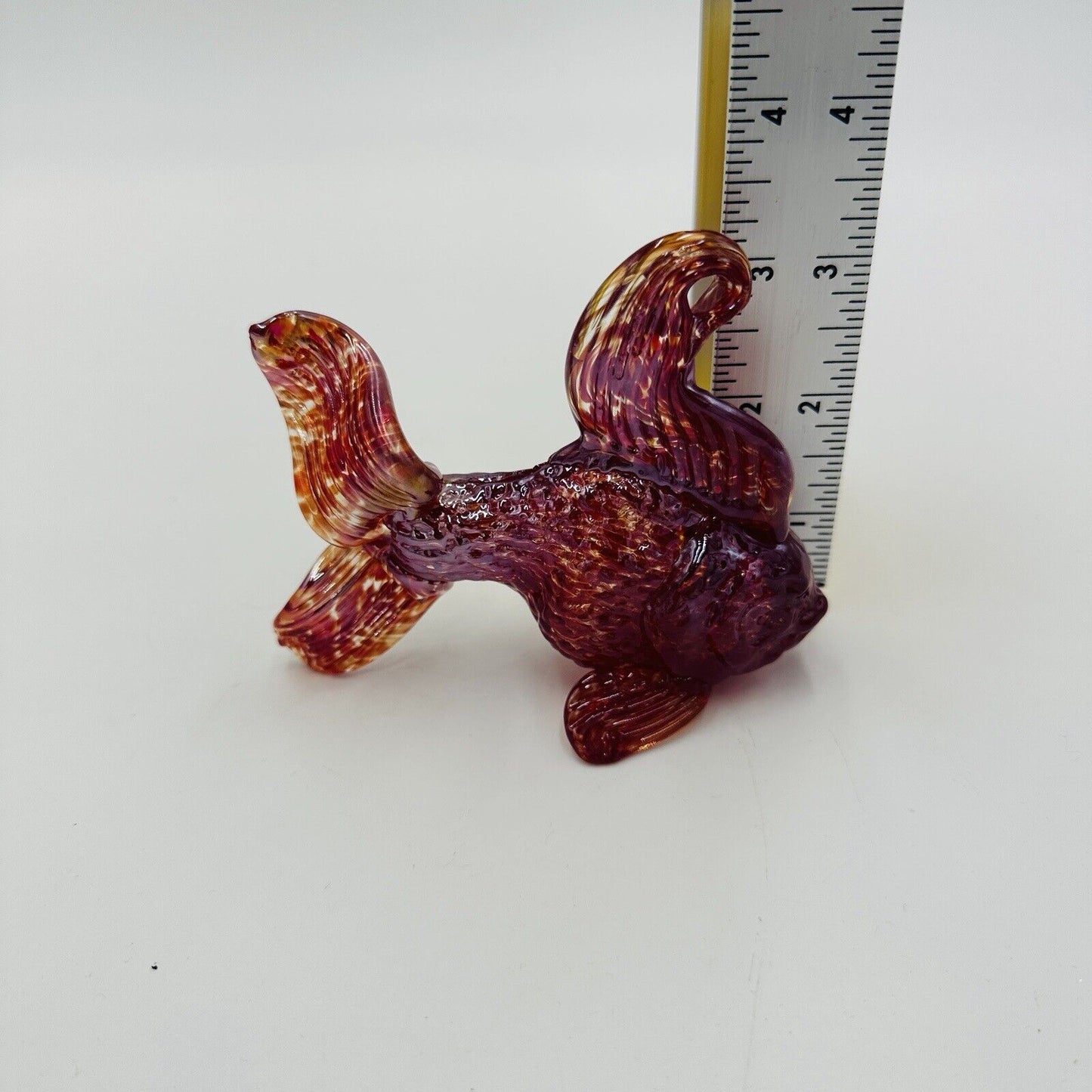 Japanese Goldfish Ryukin Figurine Blown Glass Craft Art Hand Interior Aquatic