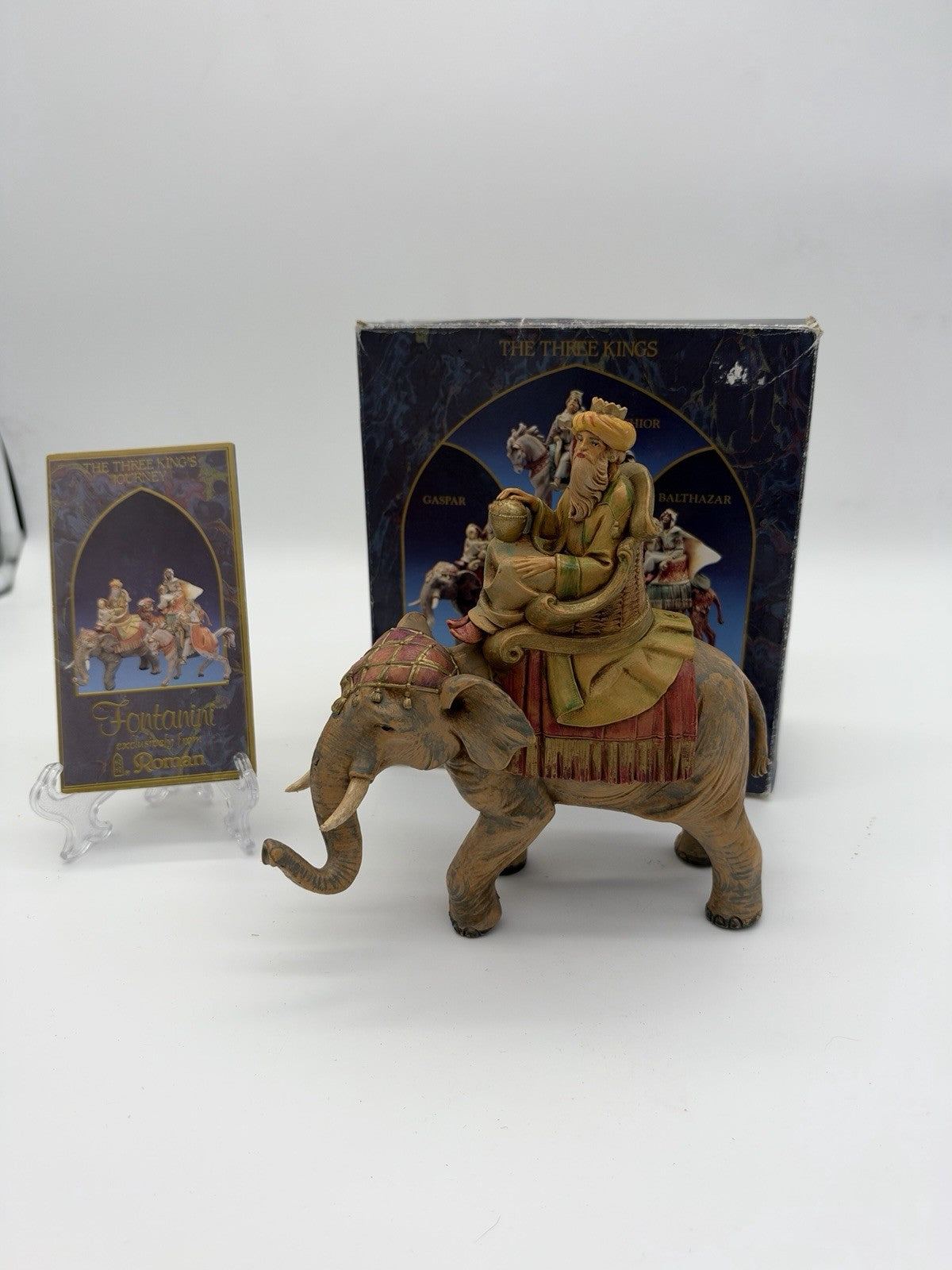 Fontanini Italy Three Kings on Animals Gaspar On Elephant Figurine 6.5”H Signed
