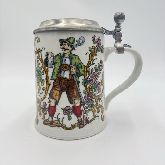 DR. Merkle Atelier German Ges. Gesch Lidded Beer Porcelain Stein 6”