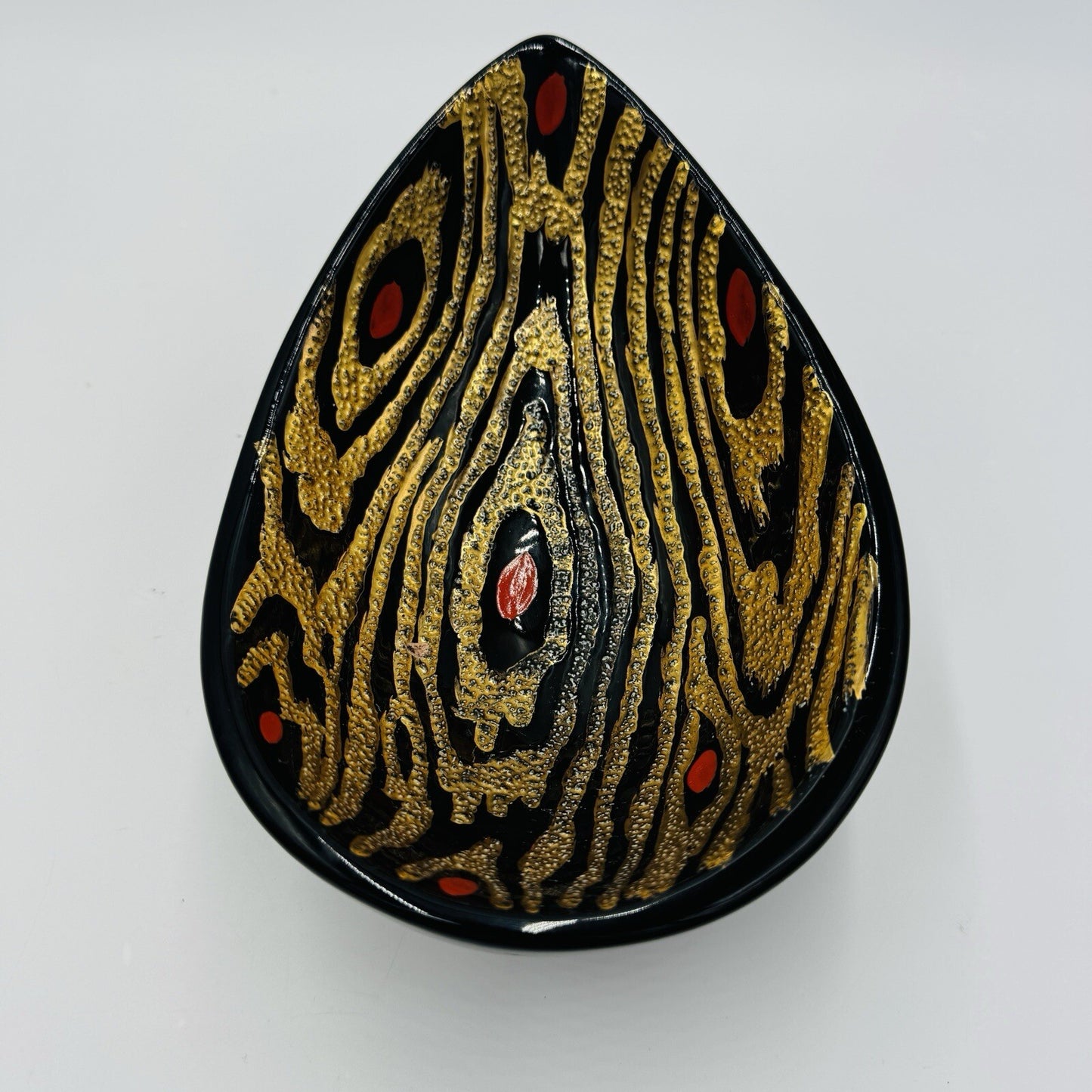 Rare Boch Freres La Louviére  Glazed Ceramic Art MCM Pottery Belgium Bowl Gold