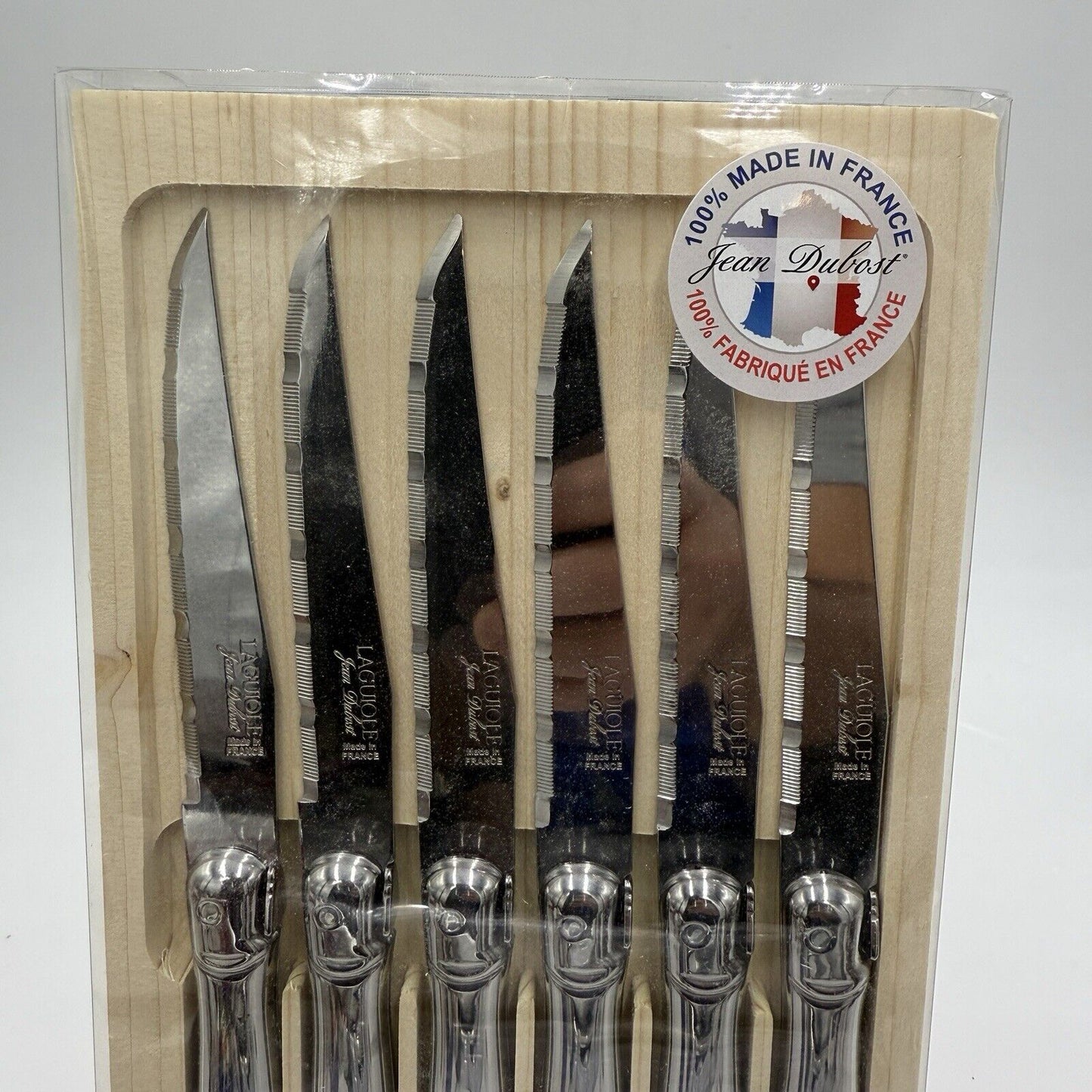 Set of 6 authentic French Jean Dubost Laguiole steak knives stainless