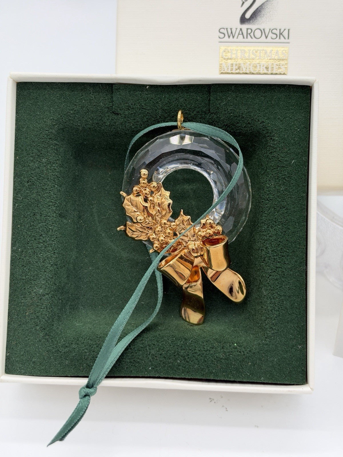 Swarovski Crystal Austria Memories Ornament 1996 Christmas Wreath Box & COA