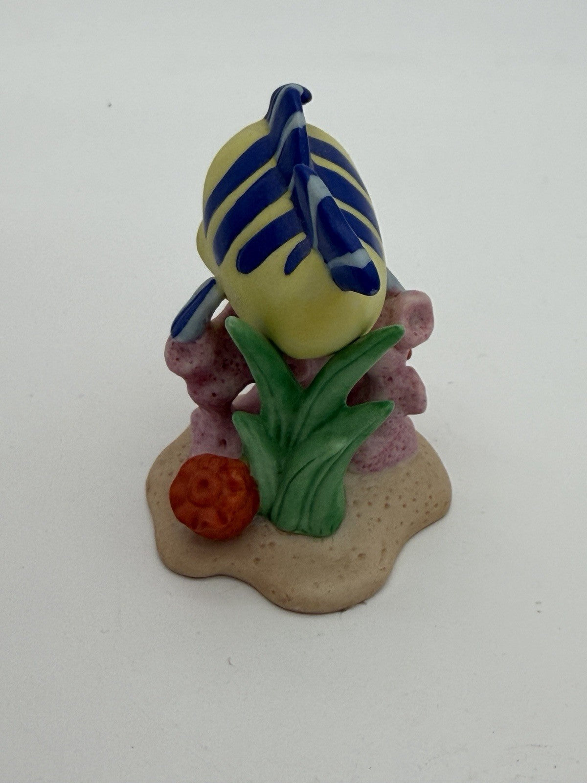 Disney Little Mermaid Flounder Fish Coral Reef Porcelain Figurine Painted 2.5”H