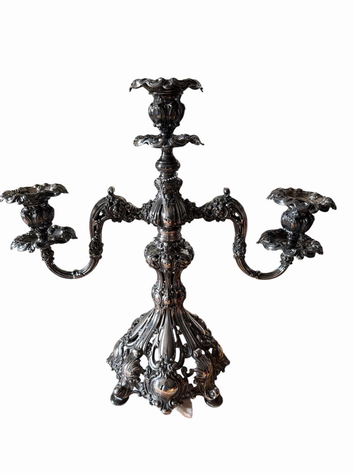 Antique Reed & Barton Silver Plated Renaissance Designed 3 light Candelabra