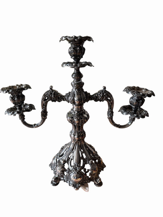 Antique Reed & Barton Silver Plated Renaissance Designed 3 light Candelabra