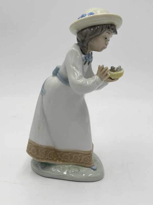 Nao by Lladro Spain Porcelain Girl W/ Birds Nest Porcelain Figurine