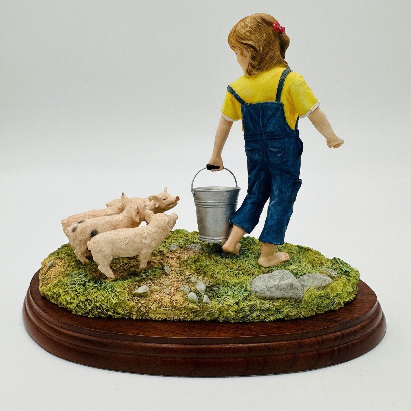 Border Fine Arts Figurine Young Farmer Feeding The Piglets A5030 Enesco Vintage