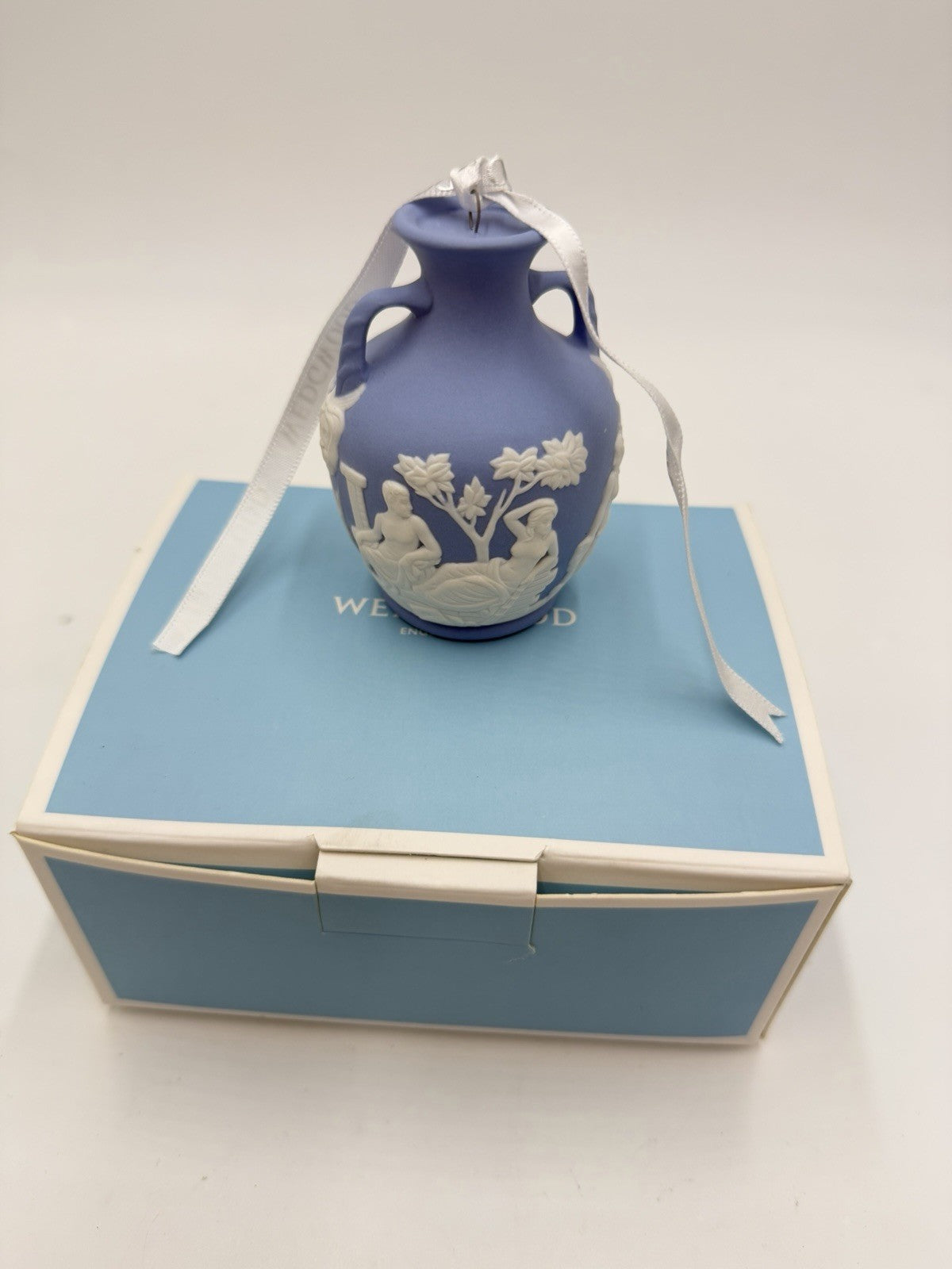 Wedgwood Jasperware Blue Miniature Vase Christmas Ornament Boxed