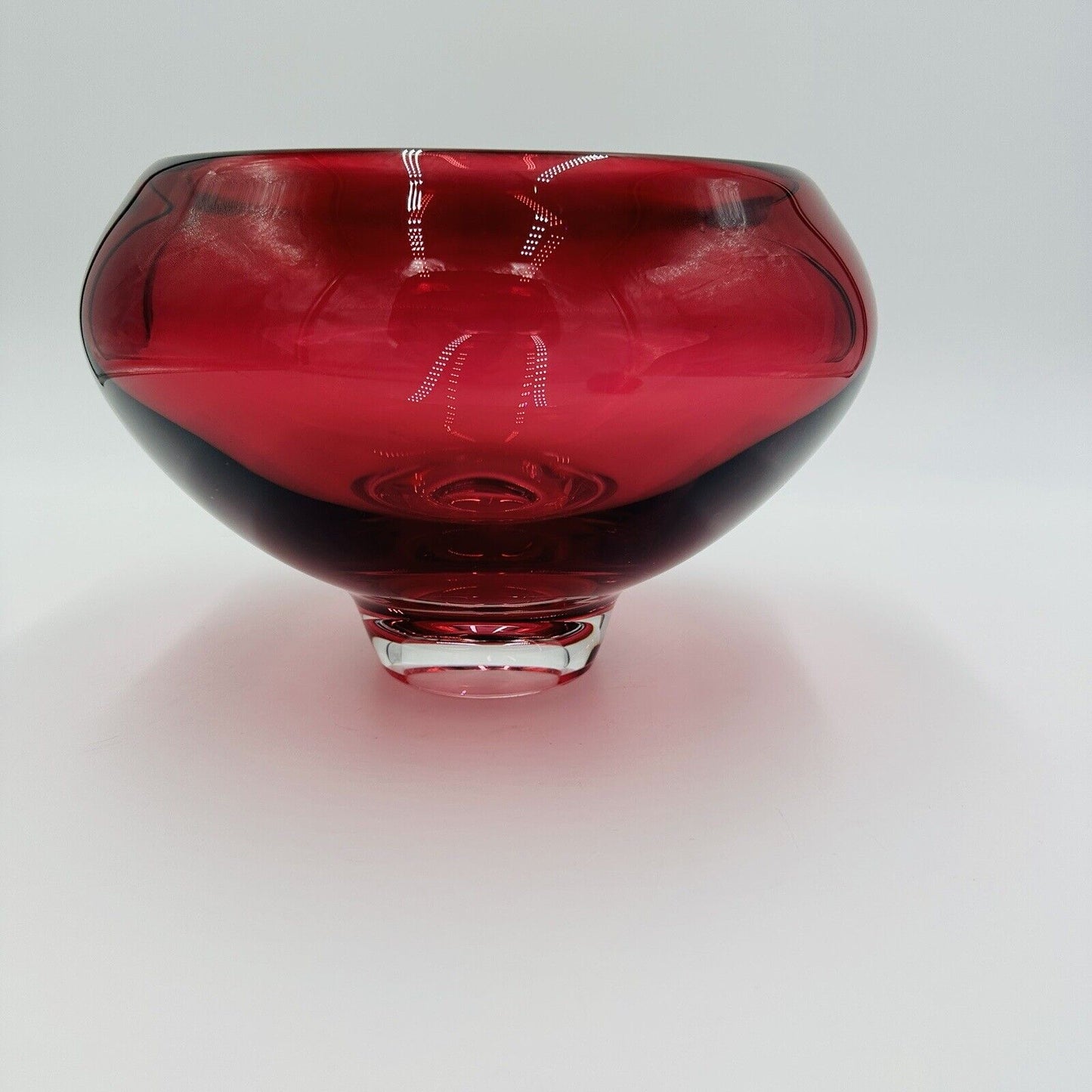 Buxton & Kutch Bowl Art Glass Signed Cranberry Slant Pier #970613 Large Rare