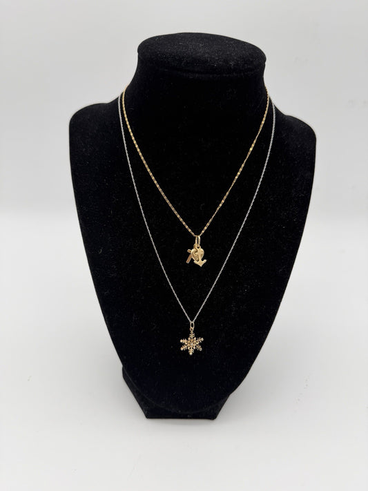 14k Yellow & 10k White Gold Pendants Chains 3.5g Scrap Gold 4 PCs