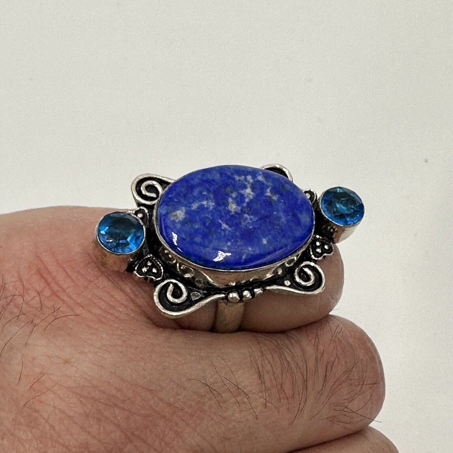 Lapis Women's Jewelry Ring Size 5 Sterling Silver 925 Lazuli Blue Antique