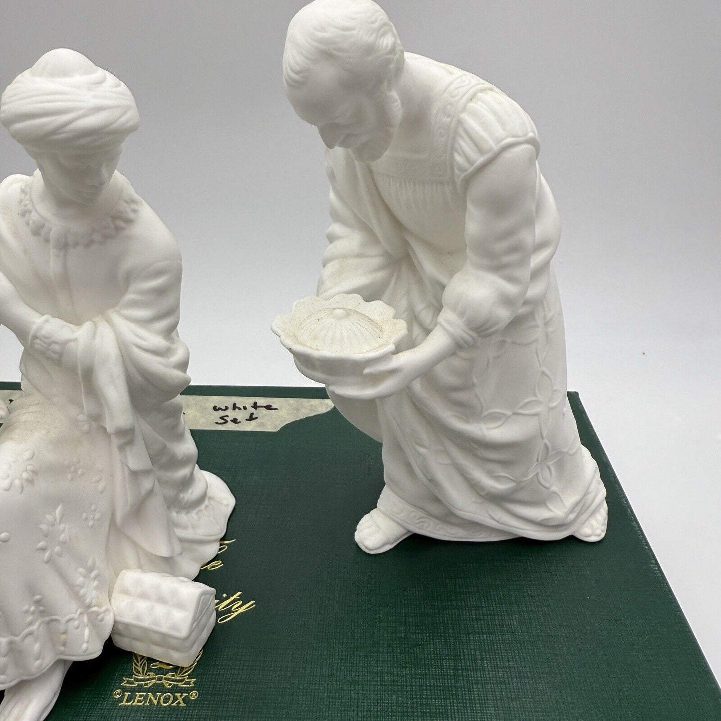 Lenox The Nativity White Bisque Porcelain 3 Wisemen Figurines 8” Box The Kings