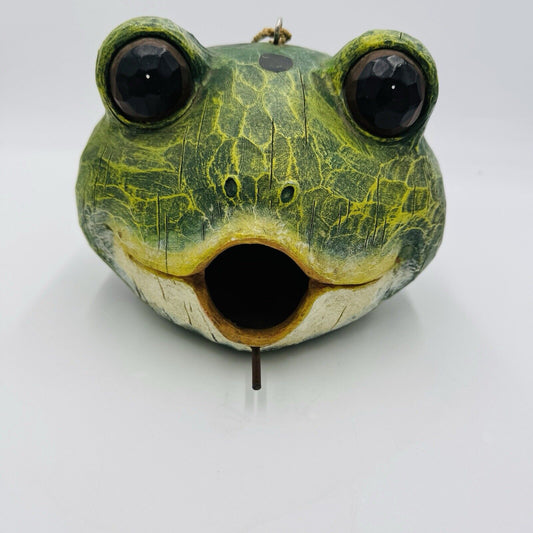 Vintage Frog Birdhouse Hanging Sculpture Rare Large Home & Garden Resin Figurine