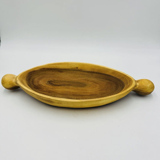 Anthropologie carved fresh wood serving oval bowl 18”x 8”x 2” Rustic Primitive