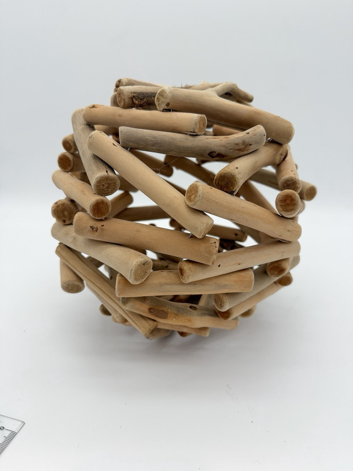 Folk Art rustic nautical decor  9-inch driftwood ball Wood Art Craft