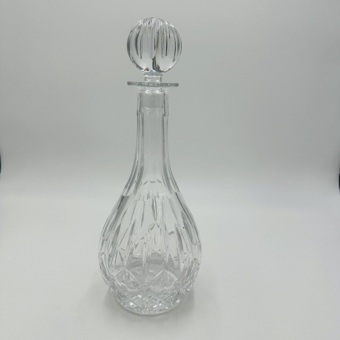 Block Decanter Crystal Hand Blown Cut Wine Olympic Stopper Poland 12in