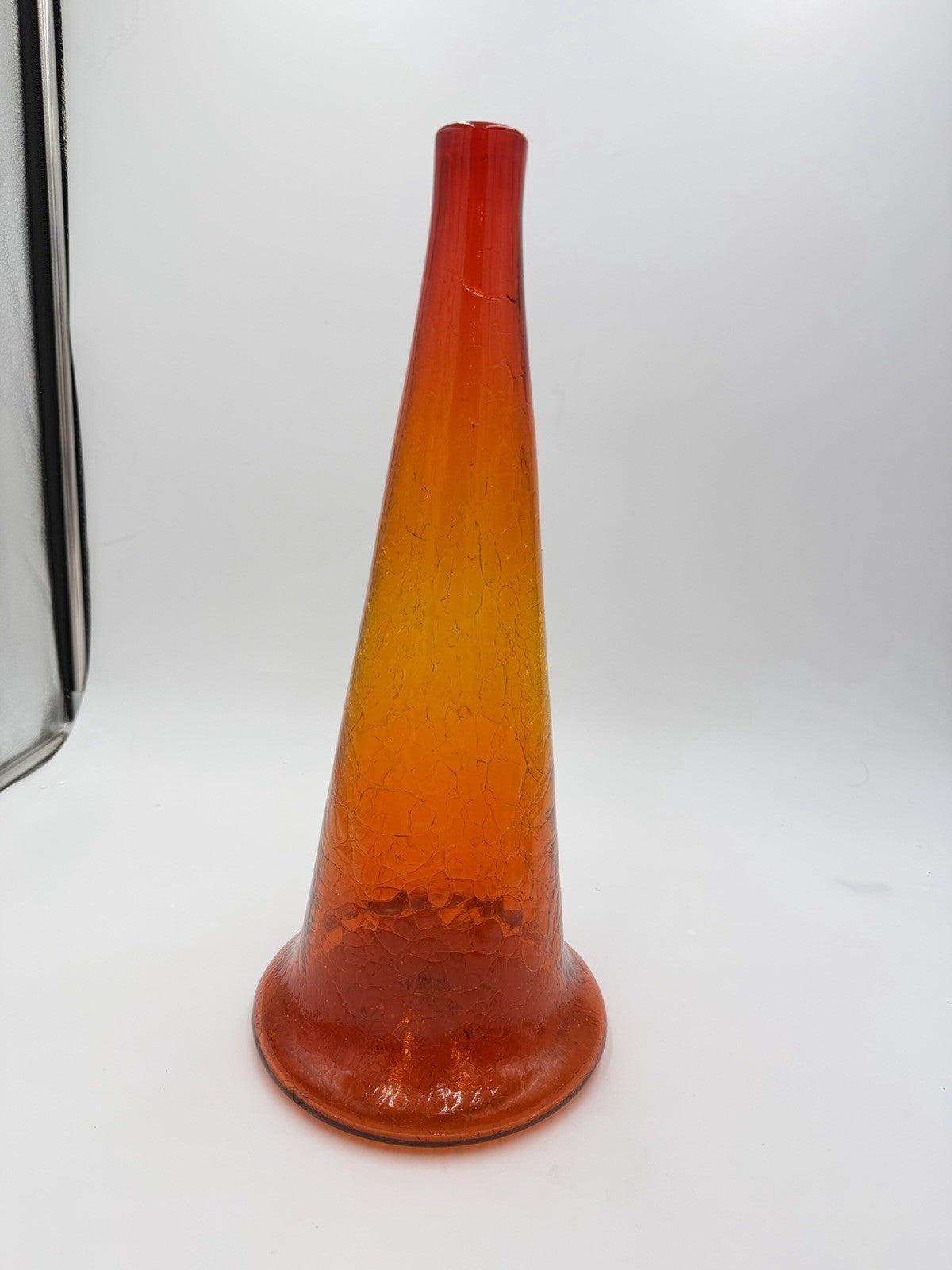 MCM Blenko #6029 Art Glass Crackle Amberina 17” Large Decanter No Stopper