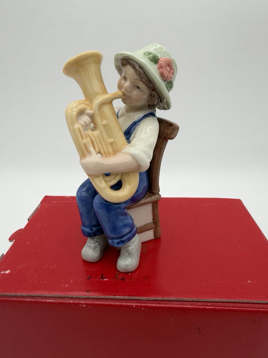 BING & GRONDAHL Denmark Little Orchestra  Marie Playing Tuba Porcelain Figurine