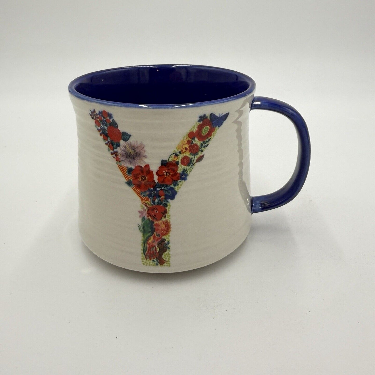 Nathalie Lete for Anthropologie Floral Monogram Letter Y Mug 20oz. Rare