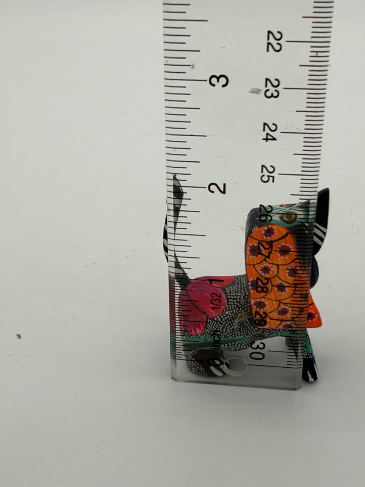 Alebrije Oaxacan Wood Carving Folk Art Hand Painted Floral Dog Miniature Figurin