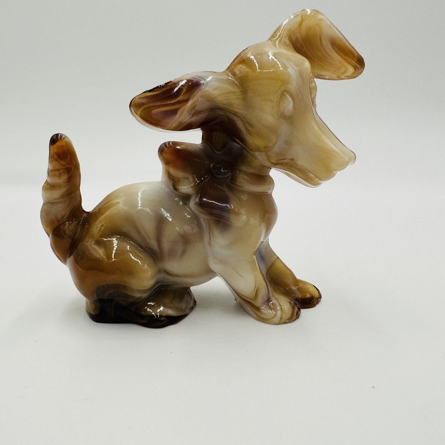 Imperial Art Glass Dog Figurine End O’day Glass Caramel Slag Collection Vintage