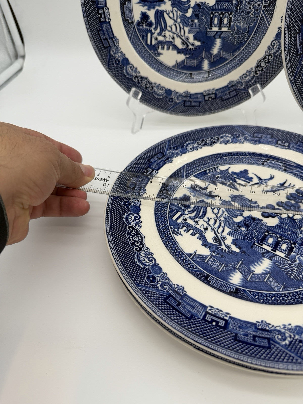 Johnson Bros England Porcelain Blue Willow 10" Dinner Plate chinoiserie 5 PCs
