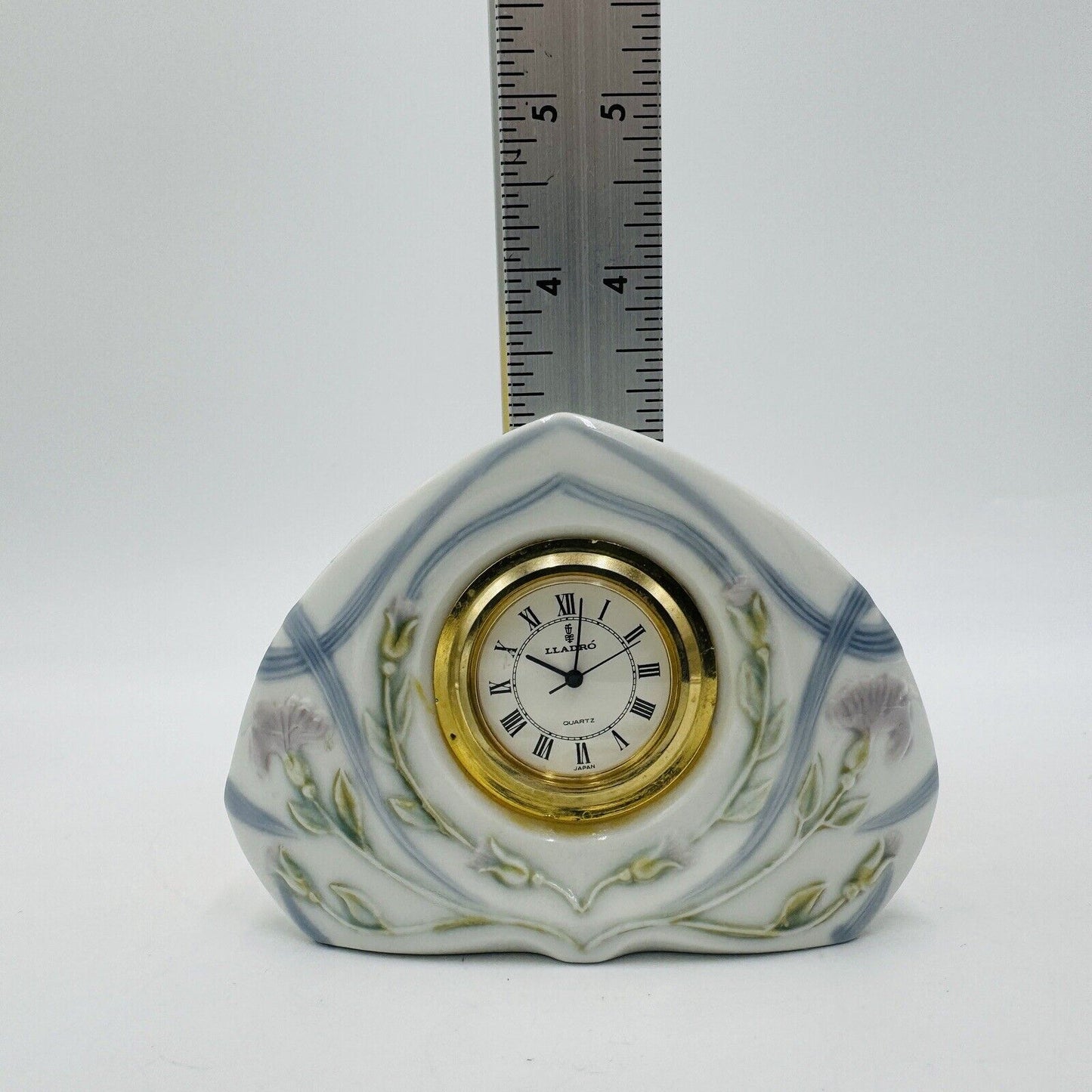 Lladro Spain Porcelain Segovia Floral Desk Clock Vintage Retired Small