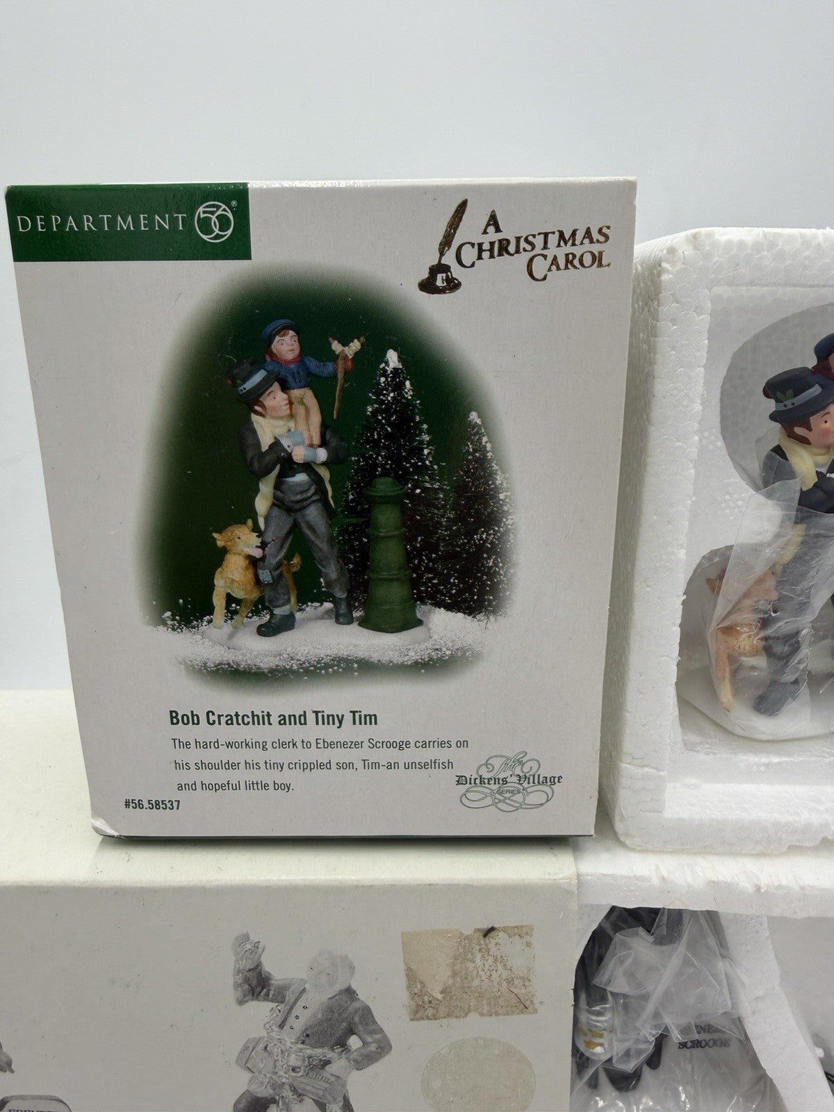 Dept 56 Heritage Village 4 Christmas Carol Spirits Scrooge Bob & Tiny Tim Figure