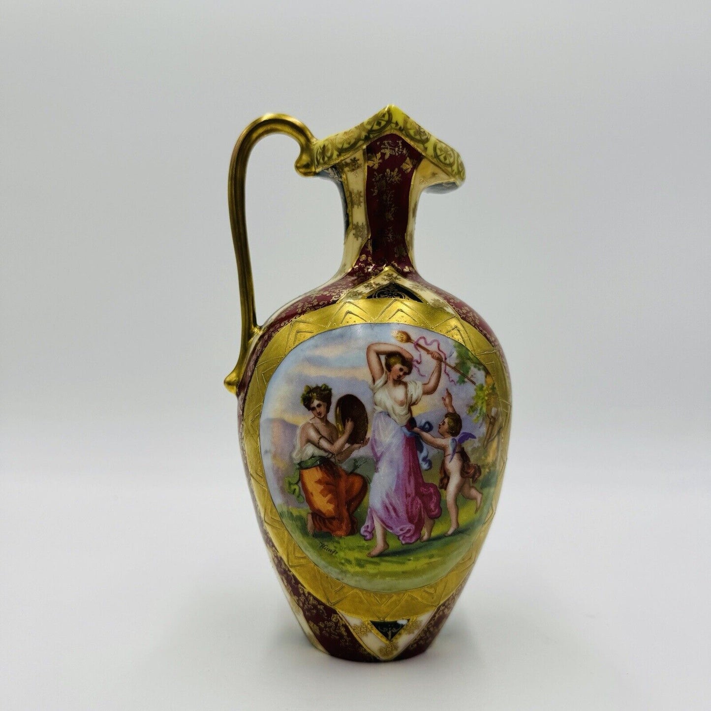 Royal Vienna Austria Porcelain Pitcher Hand Painted Portrait Art Nouveau Antique