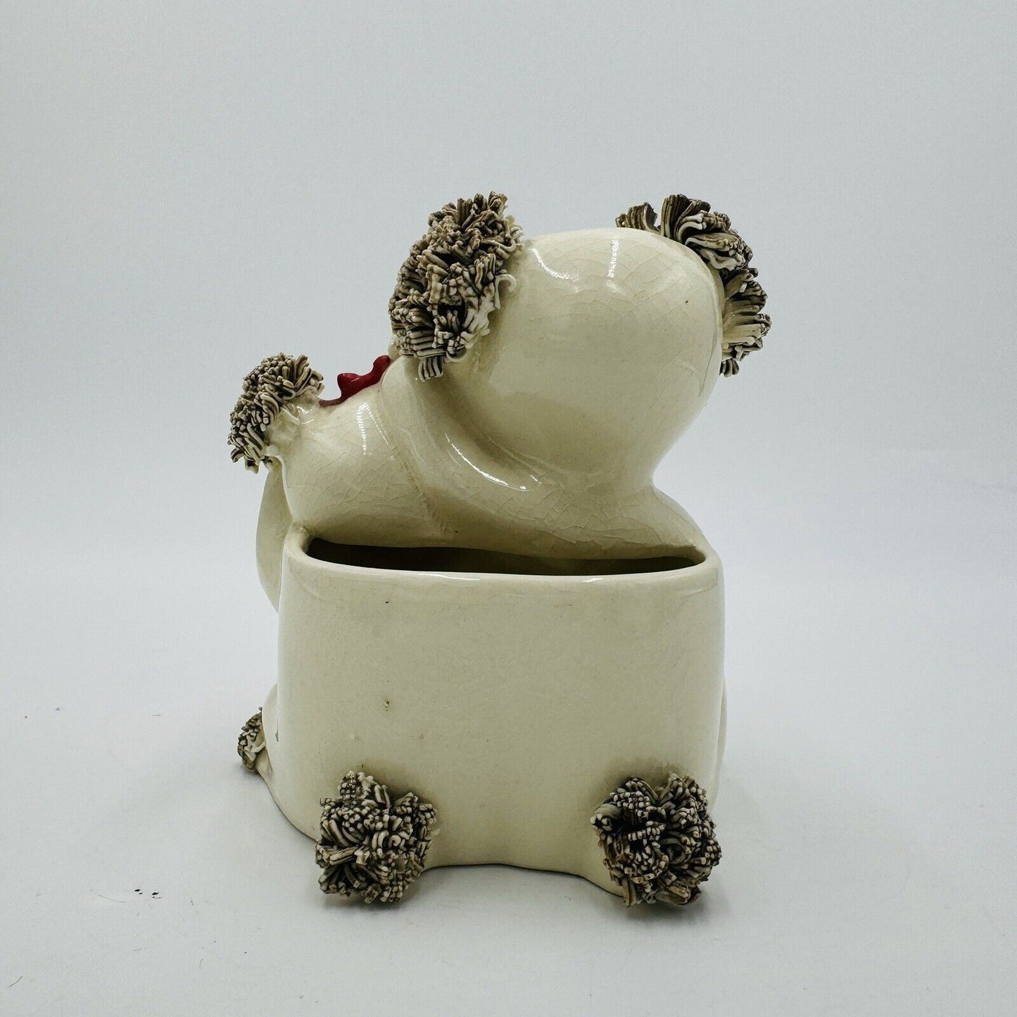 Vintage lefton Spaghetti Hair Dog planter figurine Made in Japan Ceramic 1950’