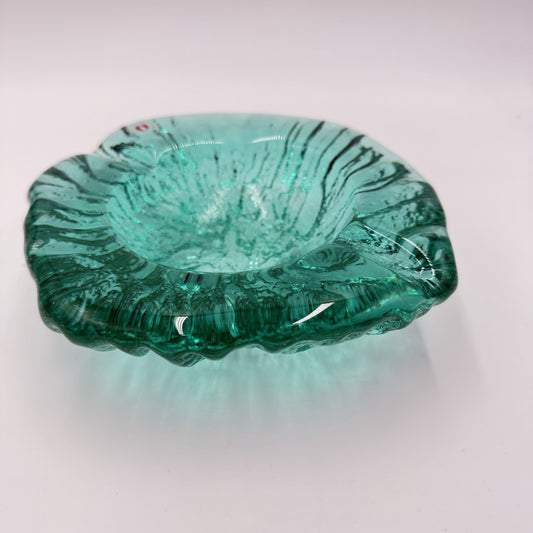 iittala Finland art glass green emerald ashtray footed bowl Rare 2” X 6.5”L X6”w