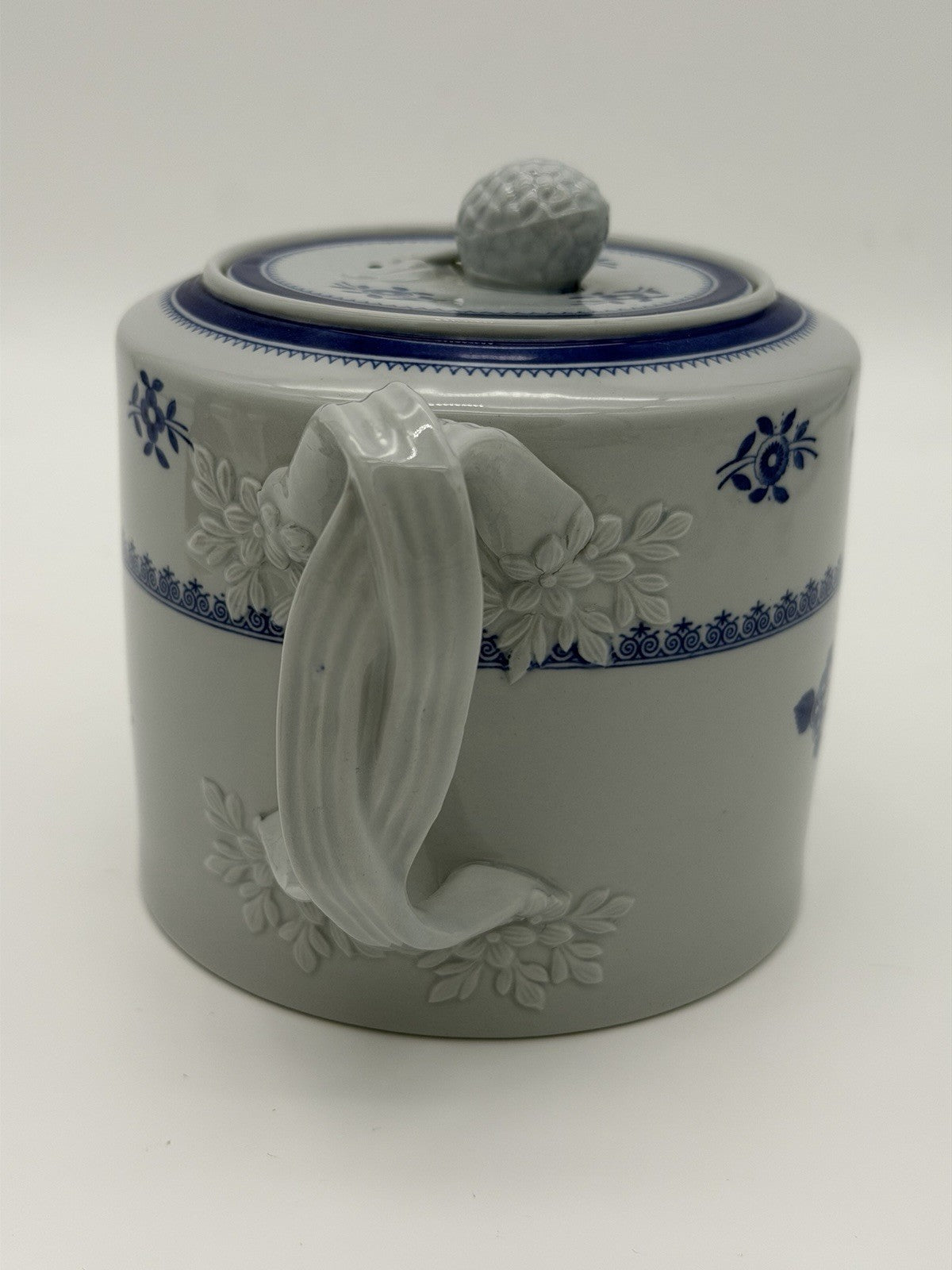Vintage Spode Blue Gloucester Teapot 5 5/8" high England New Stone Porcelain