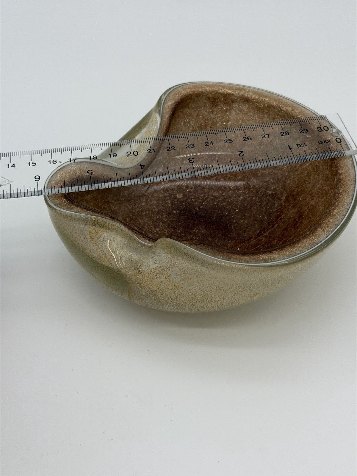 Murano Art Glass Alfredo Barbini Gold Dust Vintage 1950 Ashtray Bowl