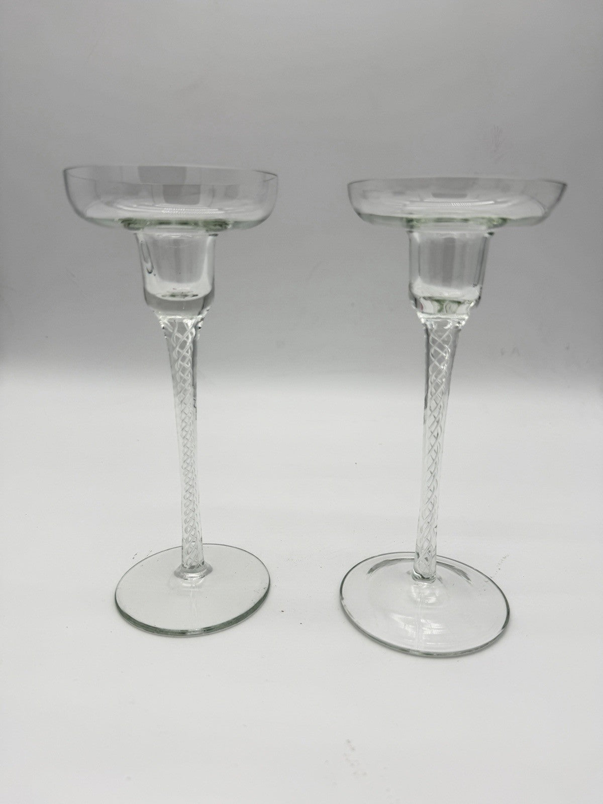 Vintage IONA by Stuart 7.5” Twisted Light Candle Stick Holder Set 2 PCs