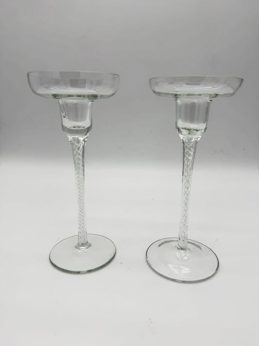 Vintage IONA by Stuart 7.5” Twisted Light Candle Stick Holder Set 2 PCs