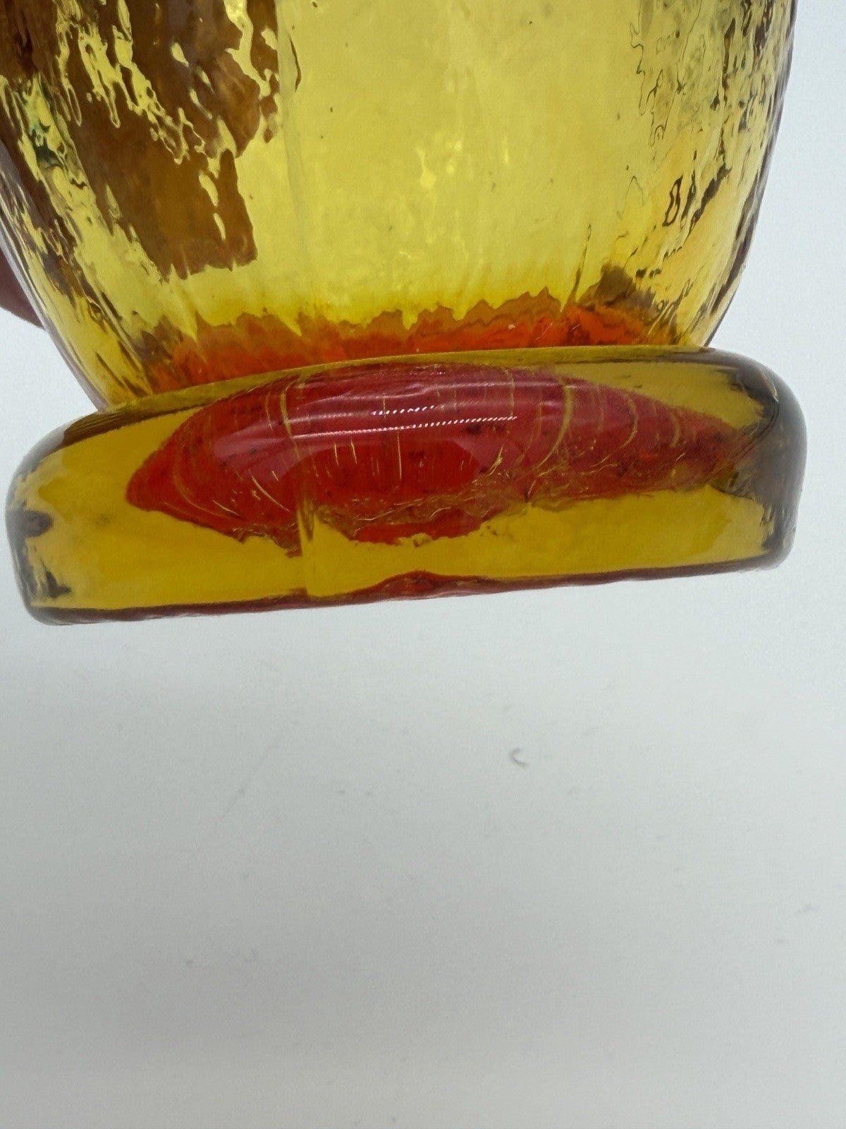 Pilgrim Art Glass Amberina/amber Owl Figurine Vintage 5”H Hand Blown Glass