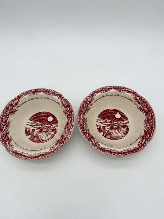 Johnson Brothers Red Porcelain Twas The Night Cereal Bowl Porcelain England 2