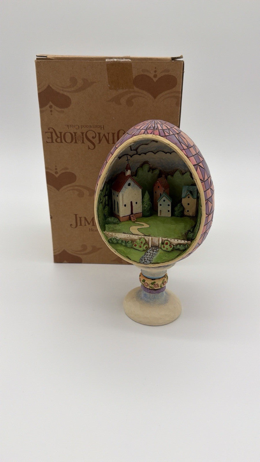 Jim Shore Small Town Big Blessings Egg Diorama Church Figurine 2006 Resin 7” Box