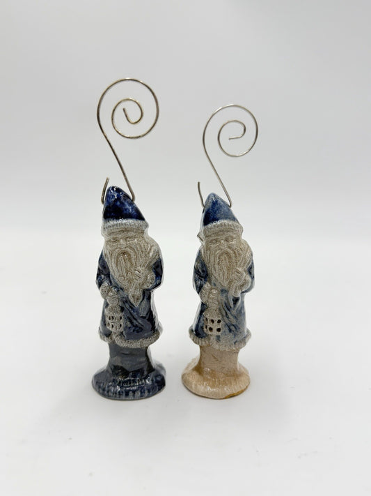 Rowe pottery salt glazed santa 1987 christmas ornaments