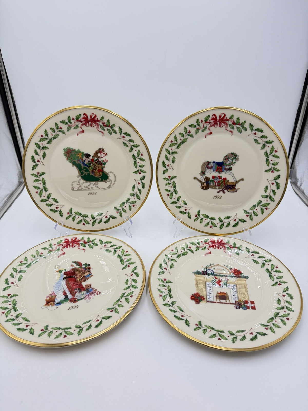 Lenox Porcelain USA  Annual Holiday Collector 11”plate 1991 1992 1993 1994 Set 4